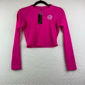Surf Style Vibrant Pink Long Sleeve rash guard swim top. Women’s size large